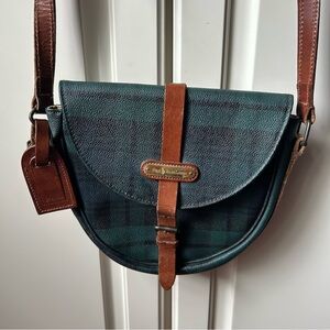 VINTAGE RALPH LAUREN POLO TARTAN BLACKWATCH  CROSSBODY  SADDLE BAG